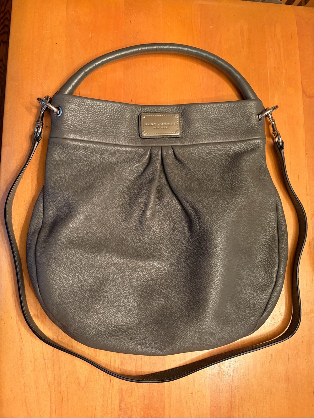 Marc Jacobs Charcoal Pebbled Leather Shoulder Hobo